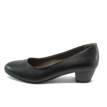 Черни дамски обувки със среден ток, здрава еко-кожа - всекидневни обувки за целогодишно ползване N 10007865