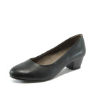 Черни дамски обувки със среден ток, здрава еко-кожа - всекидневни обувки за целогодишно ползване N 10007865