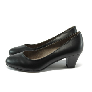 Черни дамски обувки със среден ток, здрава еко-кожа - всекидневни обувки за целогодишно ползване N 10007866