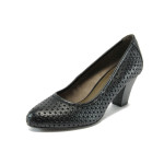 Черни дамски обувки с висок ток, естествена кожа - всекидневни обувки за целогодишно ползване N 10007884