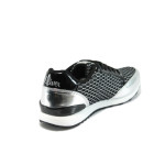 Сребристи спортни дамски обувки с мемори пяна, еко-кожа и текстилна материя - спортни обувки за целогодишно ползване N 10007888