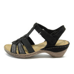 Анатомични черни дамски сандали, качествен еко-велур - всекидневни обувки за лятото N 10007892