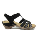 Анатомични черни дамски сандали, качествен еко-велур - всекидневни обувки за лятото N 10007892