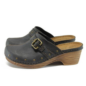 Анатомични черни дамски чехли, здрава еко-кожа - всекидневни обувки за целогодишно ползване N 10007895