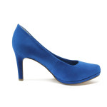Сини дамски обувки с мемори пяна на висок ток, качествен еко-велур - официални обувки за целогодишно ползване N 10007897