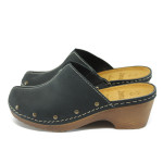 Анатомични черни дамски чехли, здрава еко-кожа - ежедневни обувки за целогодишно ползване N 10007902