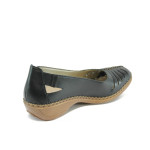 Черни дамски обувки с равна подметка, естествена кожа - всекидневни обувки за пролетта и лятото N 10007903