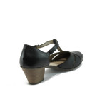 Черни дамски обувки със среден ток, естествена кожа - всекидневни обувки за пролетта и лятото N 10007936