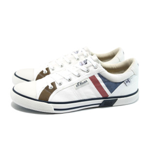 Бели мъжки спортни обувки, текстилна материя - спортни обувки за пролетта и лятото N 10008005