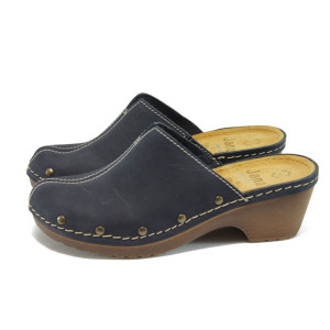 Анатомични сини дамски чехли, здрава еко-кожа - всекидневни обувки за целогодишно ползване N 10008030