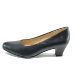 Сини дамски обувки със среден ток, естествена кожа - елегантни обувки за целогодишно ползване N 10007997