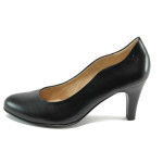 Черни дамски обувки с висок ток, естествена кожа - елегантни обувки за целогодишно ползване N 10007996