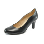 Черни дамски обувки с висок ток, естествена кожа - елегантни обувки за целогодишно ползване N 10007996