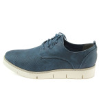 Сини дамски обувки с равна подметка, здрава еко-кожа - всекидневни обувки за пролетта и лятото N 10008000