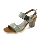 Зелени дамски сандали, лачена еко кожа - елегантни обувки за лятото N 10008026