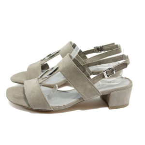 Бежови дамски сандали, качествен еко-велур - елегантни обувки за лятото N 10008022