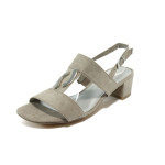 Бежови дамски сандали, качествен еко-велур - елегантни обувки за лятото N 10008022
