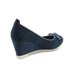 Сини дамски обувки с платформа, качествен еко-велур - всекидневни обувки за пролетта и лятото N 10007999
