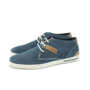 Сини мъжки обувки, естествен набук - всекидневни обувки за пролетта и лятото N 10008135