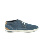 Сини мъжки обувки, естествен набук - всекидневни обувки за пролетта и лятото N 10008135