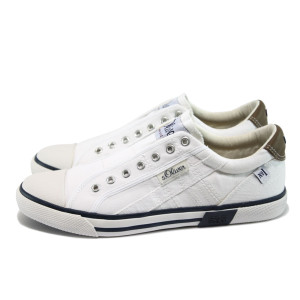 Бели мъжки спортни обувки, текстилна материя - спортни кецове за пролетта и лятото N 10008184