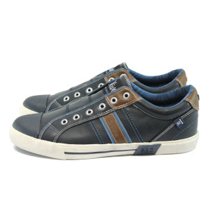 Сини мъжки спортни обувки, здрава еко-кожа - спортни кецове за пролетта и лятото N 10008185