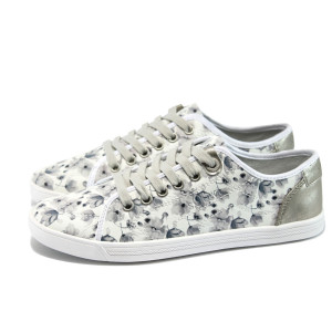 Бели дамски кецове с мемори пяна, здрава еко-кожа - всекидневни обувки за пролетта и лятото N 10008186