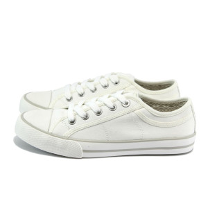 Бели дамски кецове, текстилна материя - всекидневни обувки за пролетта и лятото N 10008188