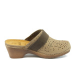 Светлокафяви дамски чехли, естествена кожа - всекидневни обувки за пролетта и лятото N 10008191