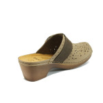 Светлокафяви дамски чехли, естествена кожа - всекидневни обувки за пролетта и лятото N 10008191