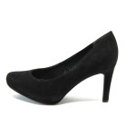 Черни дамски обувки с мемори пяна, на висок ток, качествен еко-велур - официални обувки за целогодишно ползване N 10008192