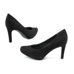 Черни дамски обувки с мемори пяна, на висок ток, качествен еко-велур - официални обувки за целогодишно ползване N 10008192