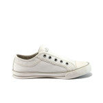 Бели дамски обувки с равна подметка, текстилна материя - спортни кецове за пролетта и лятото N 10008252
