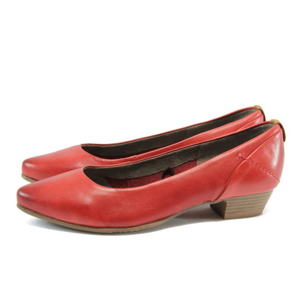 Червени дамски обувки със среден ток, естествена кожа - всекидневни обувки за пролетта и лятото N 10008267