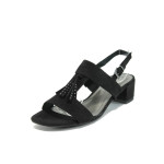 Черни дамски сандали, качествен еко-велур - всекидневни обувки за лятото N 10008265