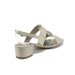 Бежови дамски сандали, качествен еко-велур - всекидневни обувки за лятото N 10008264
