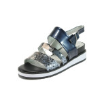 Сини дамски сандали, здрава еко-кожа - всекидневни обувки за лятото N 10008266