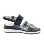 Сини дамски сандали, здрава еко-кожа - всекидневни обувки за лятото N 10008266