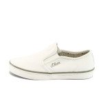 Бели дамски обувки с равна подметка, текстилна материя - спортни обувки за пролетта и лятото N 10008307