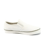 Бели дамски обувки с равна подметка, текстилна материя - спортни обувки за пролетта и лятото N 10008307