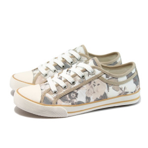 Бежови дамски кецове, текстилна материя - спортни кецове за пролетта и лятото N 10008311