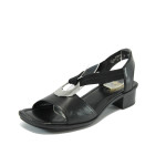 Черни дамски сандали, естествена кожа - всекидневни обувки за лятото N 10008313
