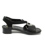 Черни дамски сандали, естествена кожа - всекидневни обувки за лятото N 10008313