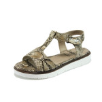 Бежови дамски сандали, здрава еко-кожа - всекидневни обувки за лятото N 10008333