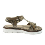 Бежови дамски сандали, здрава еко-кожа - всекидневни обувки за лятото N 10008333