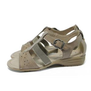 Бежови дамски сандали, здрава еко-кожа - всекидневни обувки за лятото N 10008335