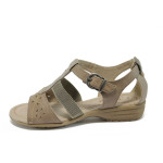 Бежови дамски сандали, здрава еко-кожа - всекидневни обувки за лятото N 10008335