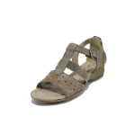 Бежови дамски сандали, здрава еко-кожа - всекидневни обувки за лятото N 10008335