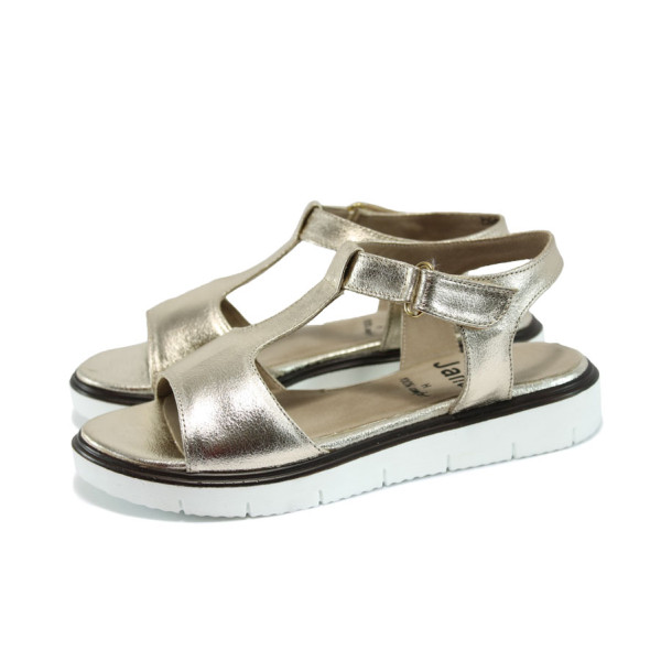 Бежови дамски сандали, здрава еко-кожа - всекидневни обувки за лятото N 10008338