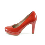 Червени дамски обувки с мемори пяна, на висок ток, лачена еко кожа - официални обувки за целогодишно ползване N 10008378